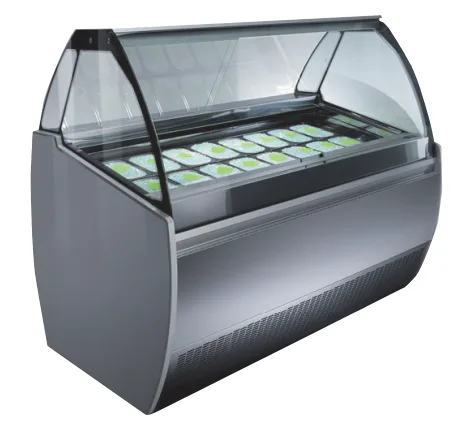 Vitrine à glace verre bombée