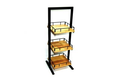 Unite De Rangement 3 Niveaux En Metal Bois D 25x25x80