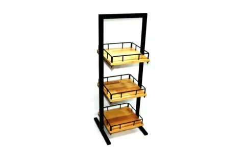 Unite De Rangement 3 Niveaux En Metal/Bois D 25x25x80