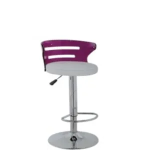 TABOURET EN PVC ET SIMILI CUIR PIED CHROME REGLABLE VIRE-BAR