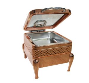 Chaffing dish carre bronze porte vitree