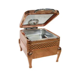 Chaffing dish carre bronze porte vitree