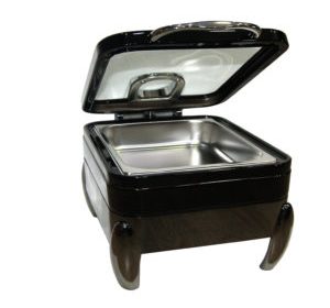Chaffing dish carre noir porte vitree