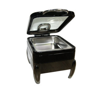 Chaffing dish carre noir porte vitree luxury