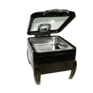 Chaffing dish carre noir porte vitree luxury