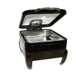 Chaffing dish carre noir porte vitree