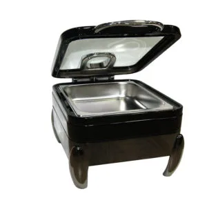 Chaffing dish carre noir porte vitree