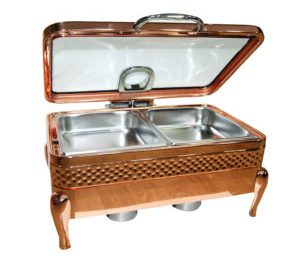 Chaffing dish rectangulaire bronze porte vitree
