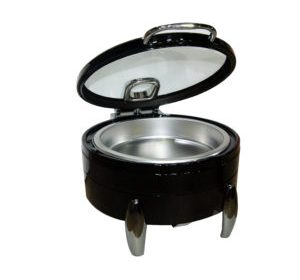 Chaffing dish rond d 44cm noir porte vitree luxury