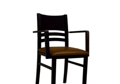 chaise en bois avec accoudoir assise en simili cuir ilisabet-b