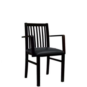 chaise en bois avec accoudoir assise en simili cuir luca 300x300
