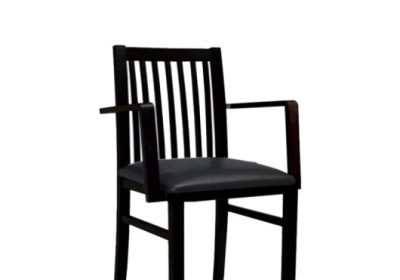 chaise en bois avec accoudoir assise en simili cuir luca