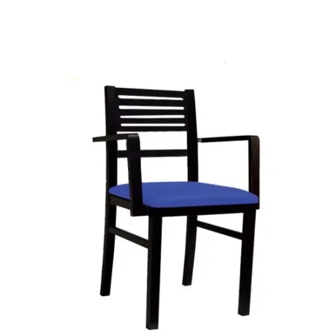 chaise en bois avec accoudoir assise en simili cuir maya
