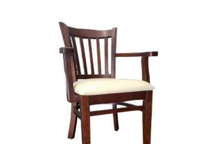 chaise en bois avec accoudoire assise en simili cuir bari