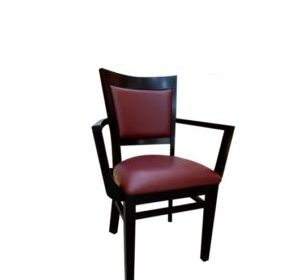 chaise en bois avec accoudoire assise en simili cuir betani