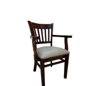chaise en bois avec accoudoire assise en simili cuir jaya