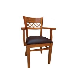 chaise en bois avec accoudoire assise en simili cuir kulin