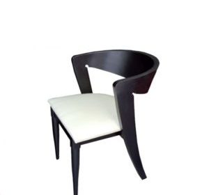 chaise en bois avec accoudoire assise en simili cuir leo