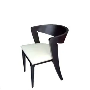 chaise en bois avec accoudoire assise en simili cuir leo