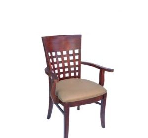 chaise en bois avec accoudoire assise en simili cuir liberte