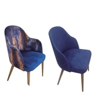 chaise en bois avec accoudoire et assise en tissu golden
