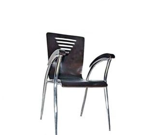 chaise en bois pieds en inox avec accoudoirs marron dauphin
