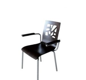 chaise en bois pieds en inox avec accoudoirs marron michigan