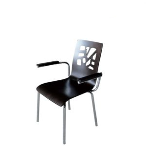 chaise en bois pieds en inox avec accoudoirs marron michigan