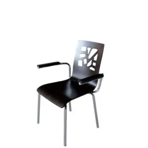 chaise en bois pieds en inox avec accoudoirs marron michigan