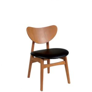 chaise en bois sans accoudoire assise en simili cuir design