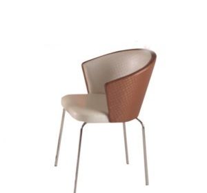 chaise en inox avec accoudoire et assise en simili cuir malve