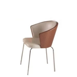 chaise en inox avec accoudoire et assise en simili cuir malve