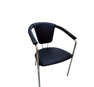 chaise métallique chrome et simili cuir avec accoudoirs noir gano