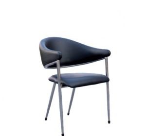 chaise métallique chrome et simili cuir avec accoudoirs noir gino