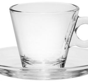 tasse a cafe 80cc + sous tasse en verre