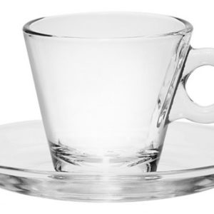tasse a cafe 80cc + sous tasse en verre