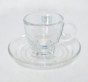 tasse et sous tasse a cafe en verre ocean p02442-po2472