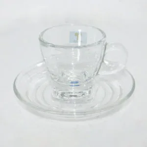 tasse et sous tasse a cafe en verre ocean p02442-po2472