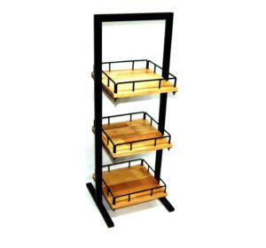 Unité de rangement 3 niveaux en métal bois d 25 25 80