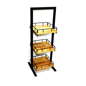 Unité de rangement 3 niveaux en métal bois d 25 25 80