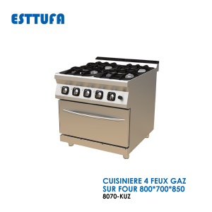 CUISINIERE 4 FEUX GAZ SUR FOUR 800x700x850 8070 KUZ 300x300