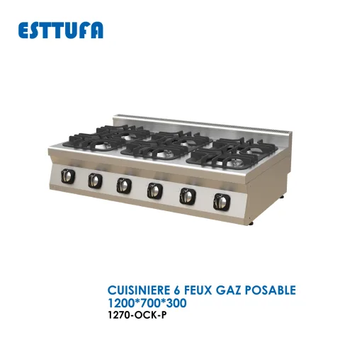 CUISINIERE 6 FEUX GAZ POSABLE 1270-OCK-P