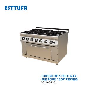 CUISINIERE 6 FEUX GAZ SUR FOUR 1200x930x850 TC.9KG120 300x300