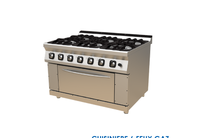 CUISINIERE 6 FEUX GAZ SUR FOUR 1200x930x850 TC.9KG120