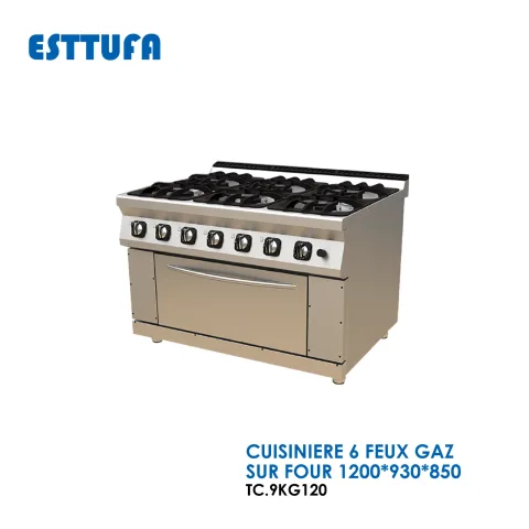 CUISINIERE 6 FEUX GAZ SUR FOUR 1200x930x850 TC.9KG120