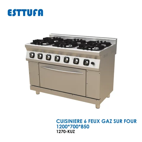 CUISINIERE 6 FEUX GAZ SUR FOUR 1270-KUZ