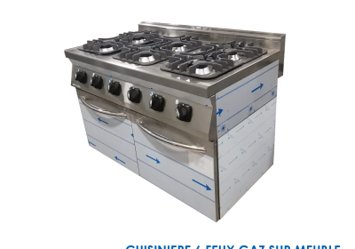 CUISINIERE 6 FEUX GAZ SUR MEUBLE 1270-OCK-M