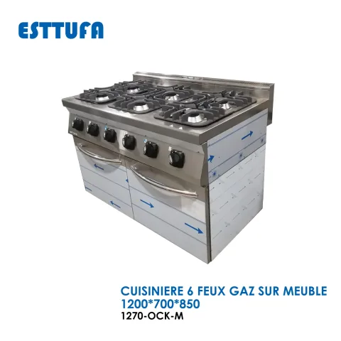 CUISINIERE 6 FEUX GAZ SUR MEUBLE 1270-OCK-M