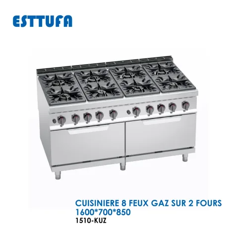 CUISINIERE 8 FEUX GAZ SUR 2 FOURS 1510-KUZ