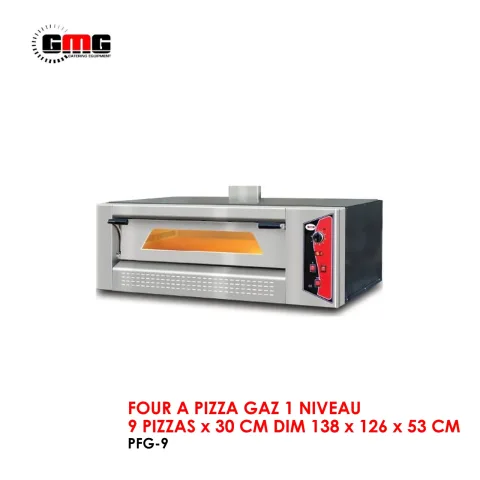 FOUR A PIZZA GAZ 1 NIVEAU 9 PIZZAS x 30 CM DIM 138 x 126 x 53 CM PFG-9